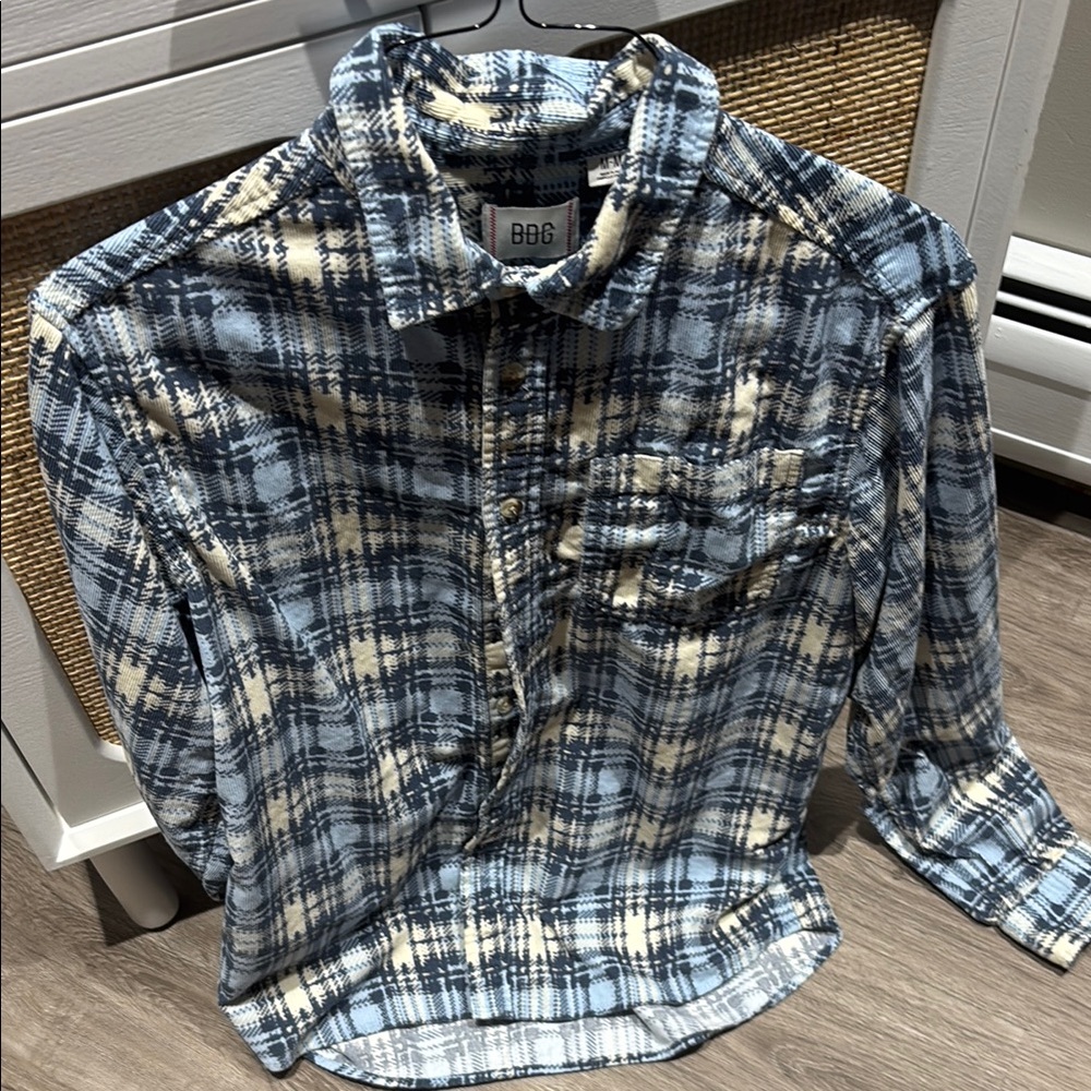 BDG Blue and Cream Casual Button Down Shirt